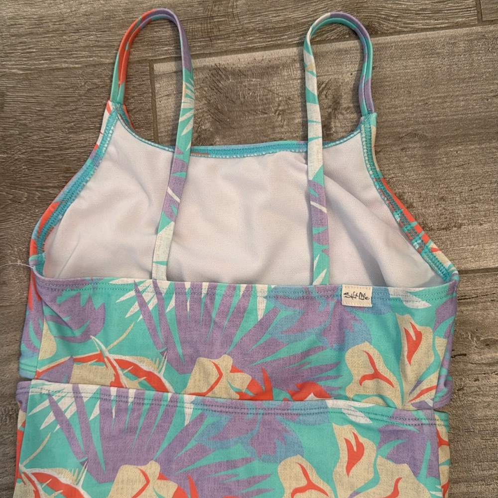 Salt Life Girls Size 10 one piece swimsuit with a two piece look in front Purple - Picture 8 of 11